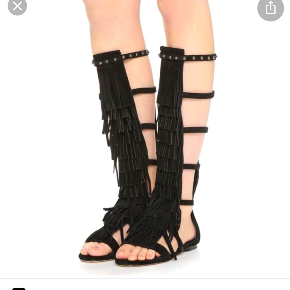 Alice + Olivia suede fringe gladiator sandals